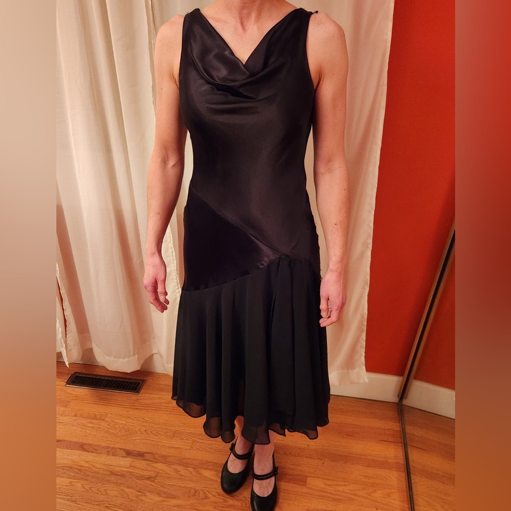 Jessica Black Asymmetrical Satin Dress